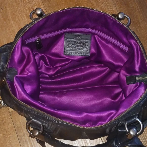 Coach Limited Edition Coach Sophia Black Leather Gunmetal Studs Bag MSRP $795 - Picture 13 of 16